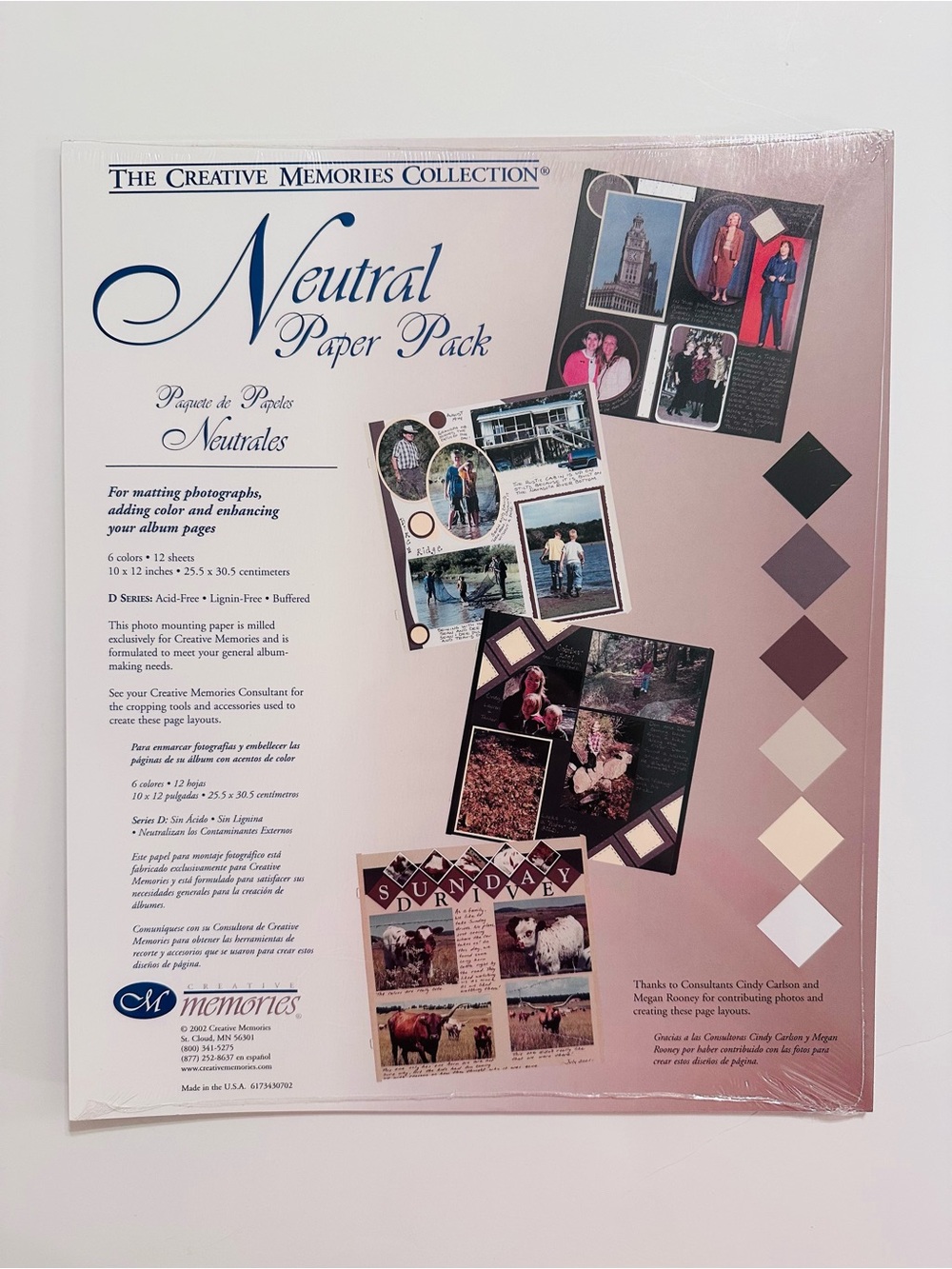 Creative Memories 10x12 NEUTRAL Photo Mounting Paper - 6 colors • 12 sheets